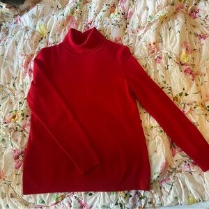 Talbots Petite Pure Cashmere Red Turtleneck Sweater
